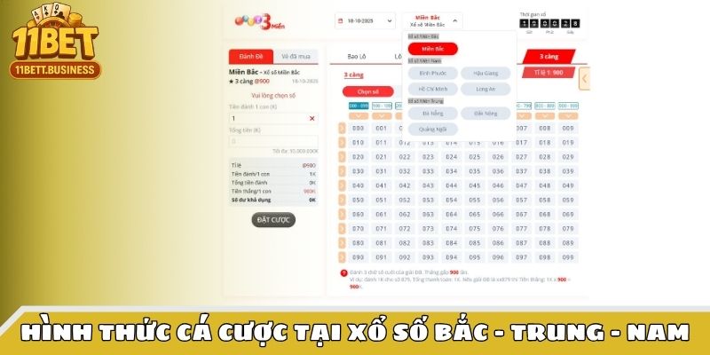Hình thức cá cược tại xổ số Bắc - Trung - Nam